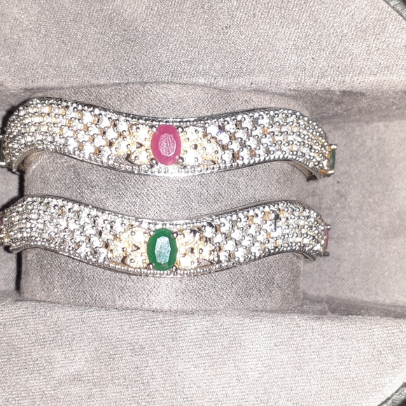 INDIAN WEDDING OR ANNIVERSARY BRACELET 2 BANGLES Fits small/midum hand  Not Larg - Picture 3 of 10